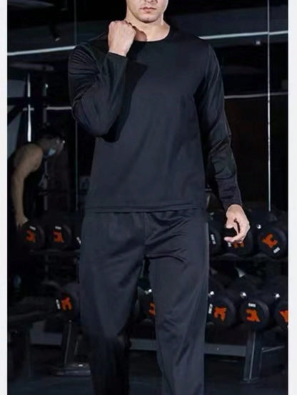 1pc Outdoor Fitness Cycling Running Long Sleeve Sweat Inducing Shaping Crew Neck Top, Lumbar Girdles Belly Slimming Corset Spring Sports Fall