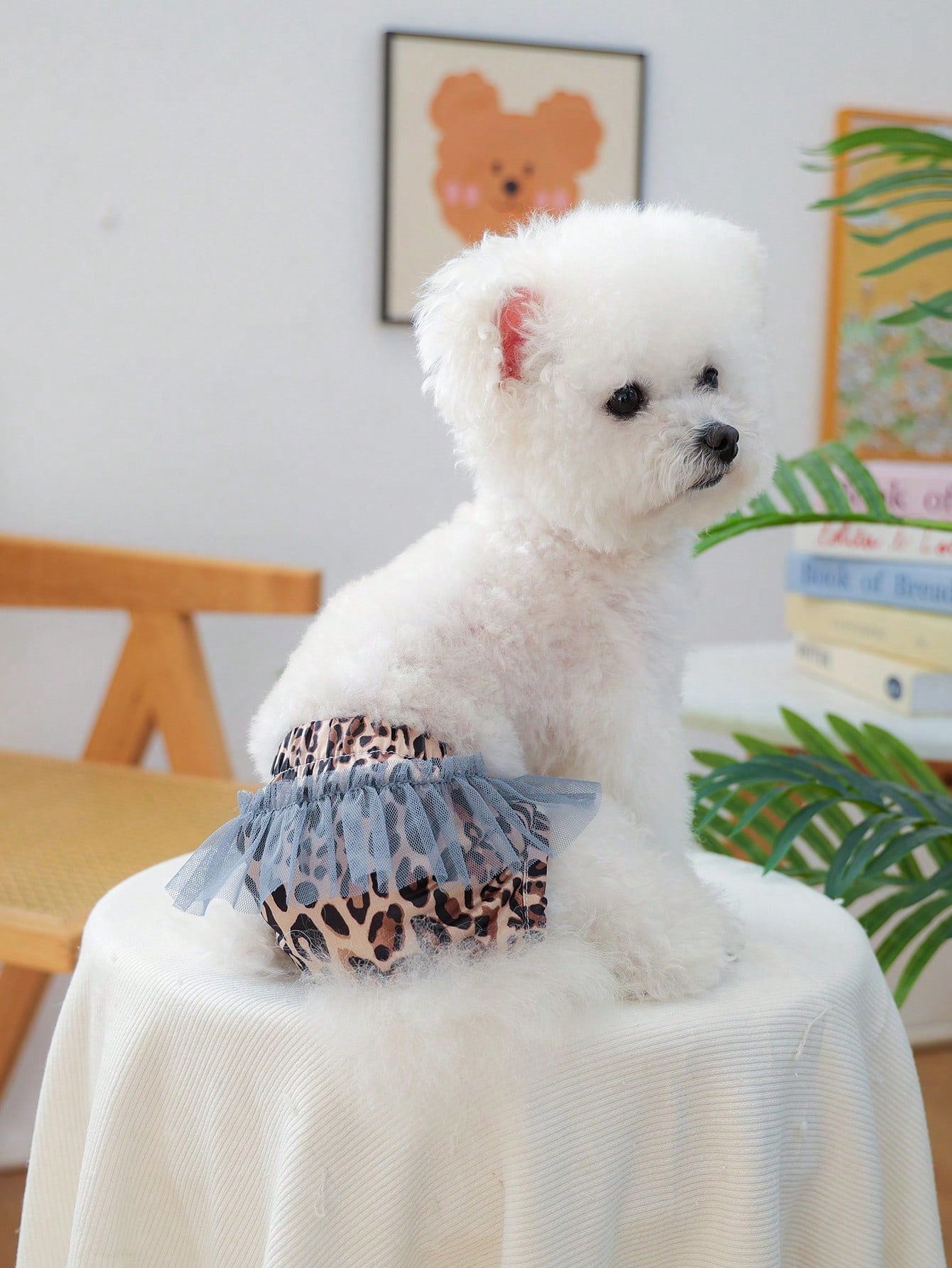 1pc Pet Clothes, Fashionable Happy Dog Outfit For Small Dogs & Puppies, Comfortable & Chic Leopard Print Diaper Pants