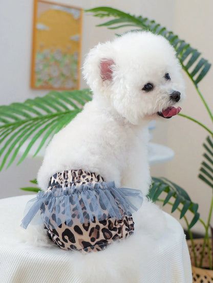 1pc Pet Clothes, Fashionable Happy Dog Outfit For Small Dogs & Puppies, Comfortable & Chic Leopard Print Diaper Pants