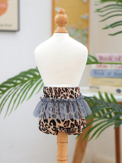1pc Pet Clothes, Fashionable Happy Dog Outfit For Small Dogs & Puppies, Comfortable & Chic Leopard Print Diaper Pants