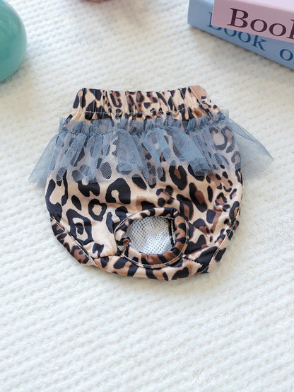1pc Pet Clothes, Fashionable Happy Dog Outfit For Small Dogs & Puppies, Comfortable & Chic Leopard Print Diaper Pants