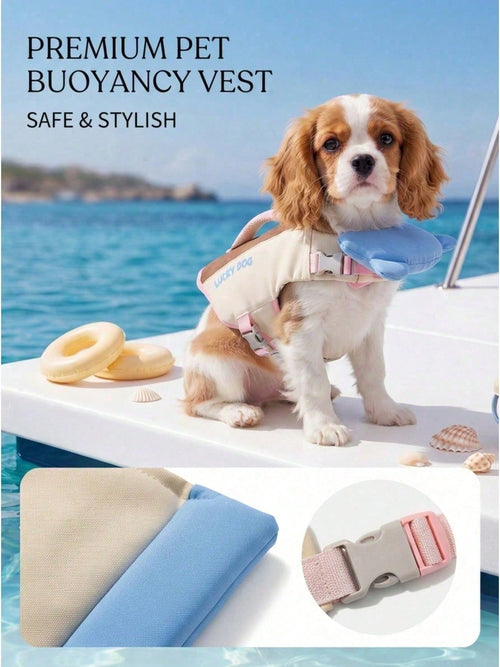 1pc Pet Dog Life Jacket Colorblock With Rescue Handle High Buoyancy Safety Floating Vest Sporty For Summer Beach Pool Chin Rest Support Design