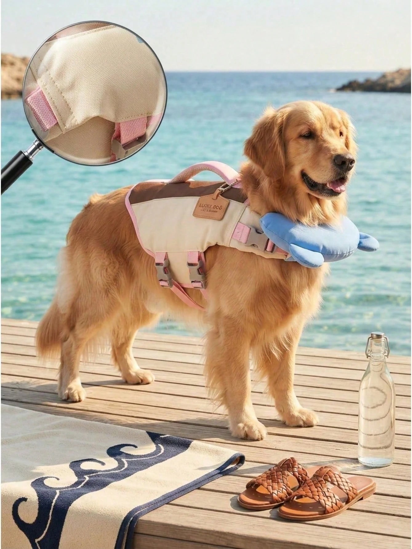 1pc Pet Dog Life Jacket Colorblock With Rescue Handle High Buoyancy Safety Floating Vest Sporty For Summer Beach Pool Chin Rest Support Design