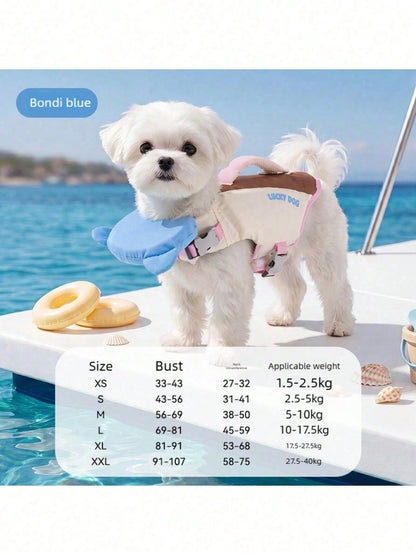 1pc Pet Dog Life Jacket Colorblock With Rescue Handle High Buoyancy Safety Floating Vest Sporty For Summer Beach Pool Chin Rest Support Design