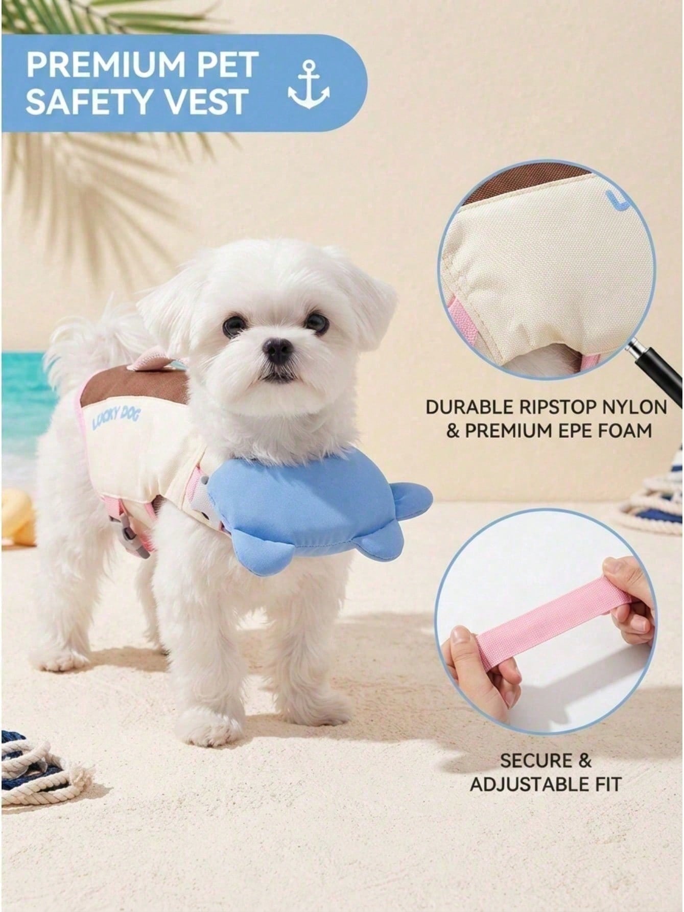 1pc Pet Dog Life Jacket Colorblock With Rescue Handle High Buoyancy Safety Floating Vest Sporty For Summer Beach Pool Chin Rest Support Design
