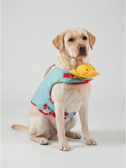 1pc Pet Dog Life Jacket Colorblock With Rescue Handle High Buoyancy Safety Floating Vest Sporty For Summer Beach Pool Chin Rest Support Design