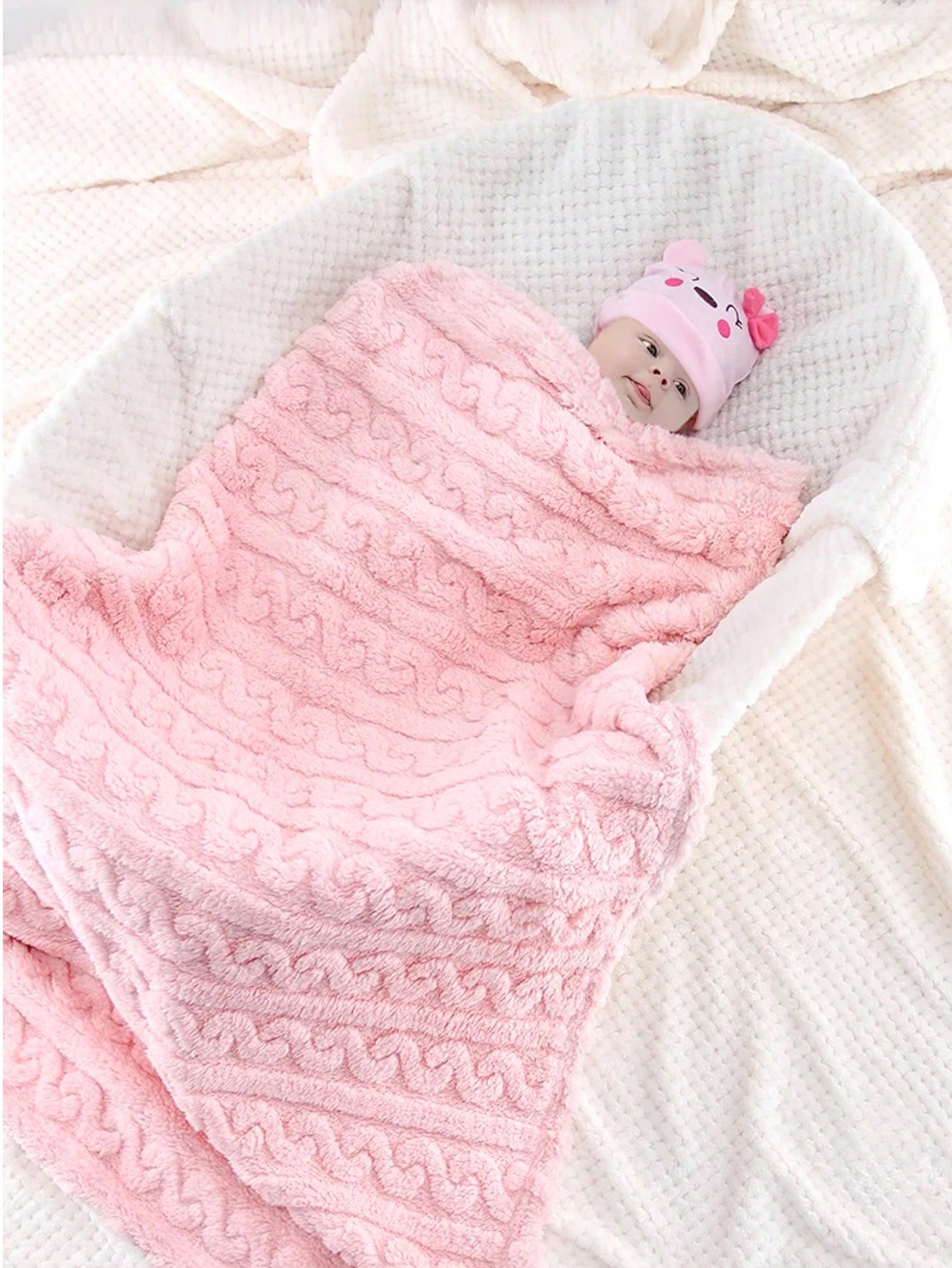 1pc Plush Baby Blanket, Soft & Cozy Swaddle Wrap Blanket, Unisex For Girls & Boys, Fluffy Stroller/ Blanket, Newborn Baby Shower/Birthday Gift Love Valentine