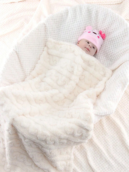 1pc Plush Baby Blanket, Soft & Cozy Swaddle Wrap Blanket, Unisex For Girls & Boys, Fluffy Stroller/ Blanket, Newborn Baby Shower/Birthday Gift Love Valentine