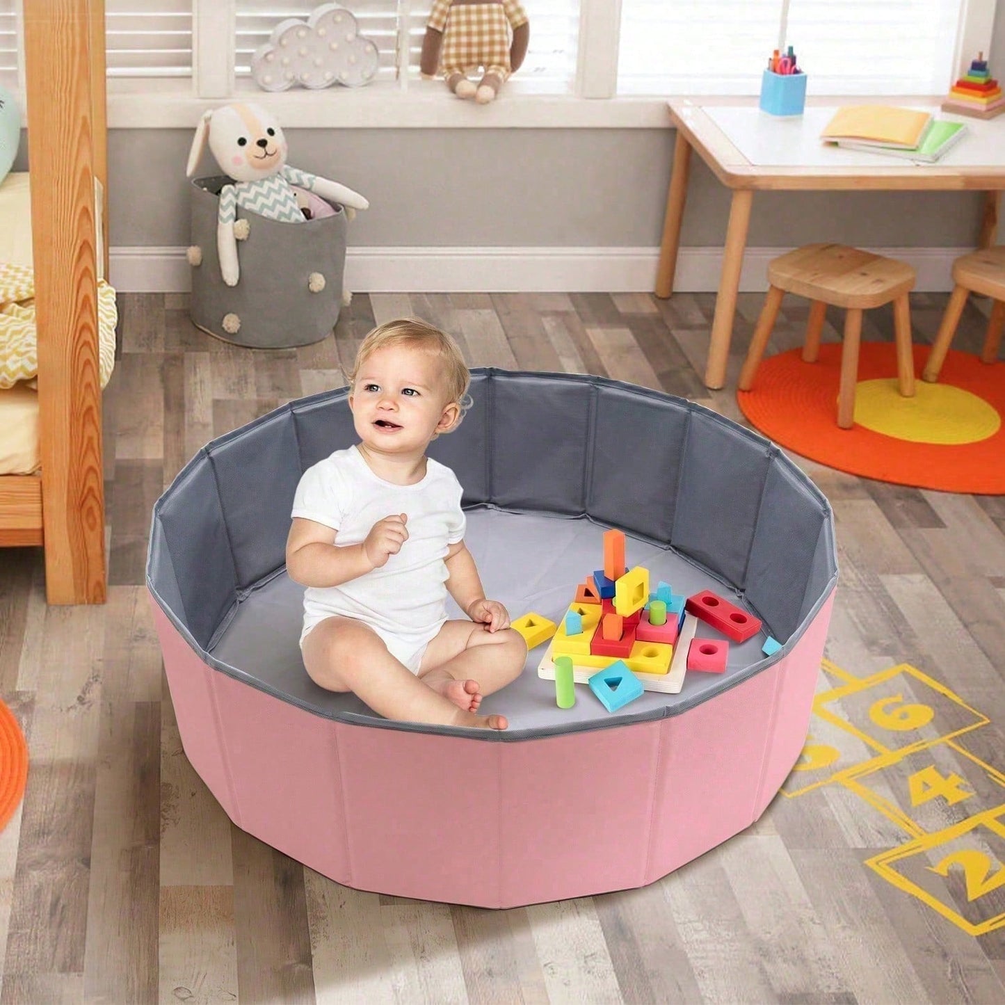 1Pc Portable Folding Baby Ball Pit NOT Included Balls Minimalist Multi-Purpose Round Ball Pit Suitable For Infants Pets Indoor Outdoor