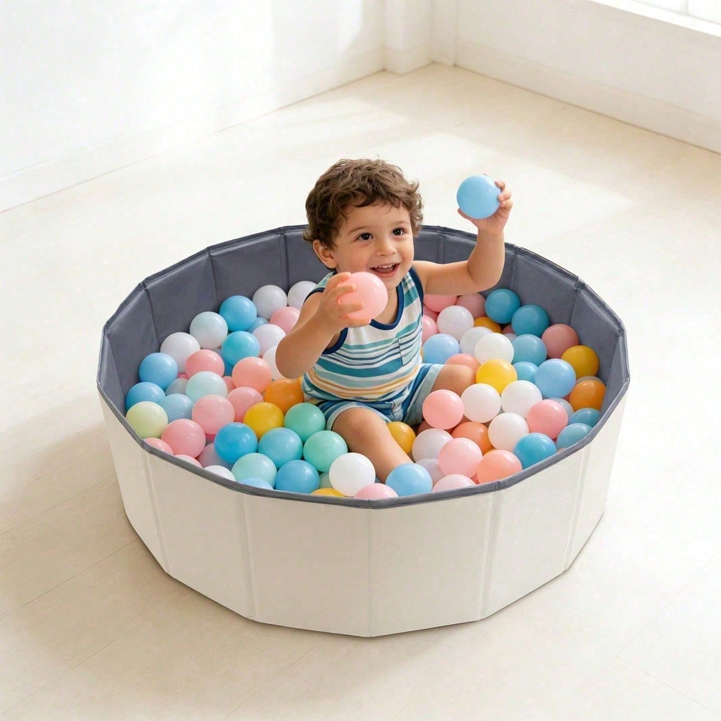 1Pc Portable Folding Baby Ball Pit NOT Included Balls Minimalist Multi-Purpose Round Ball Pit Suitable For Infants Pets Indoor Outdoor