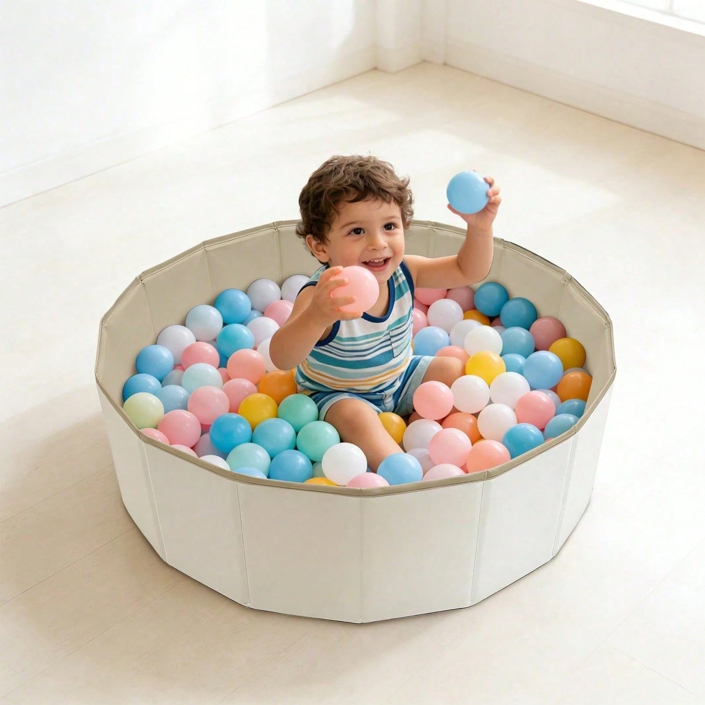 1Pc Portable Folding Baby Ball Pit NOT Included Balls Minimalist Multi-Purpose Round Ball Pit Suitable For Infants Pets Indoor Outdoor