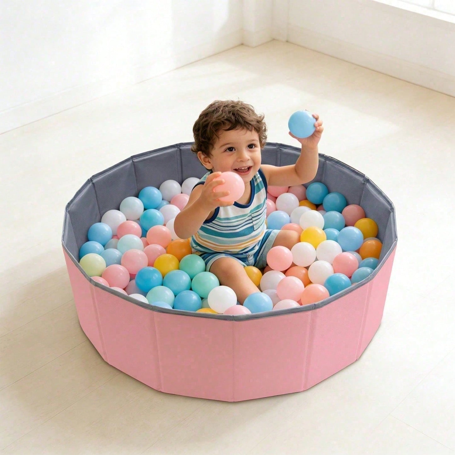 1Pc Portable Folding Baby Ball Pit NOT Included Balls Minimalist Multi-Purpose Round Ball Pit Suitable For Infants Pets Indoor Outdoor