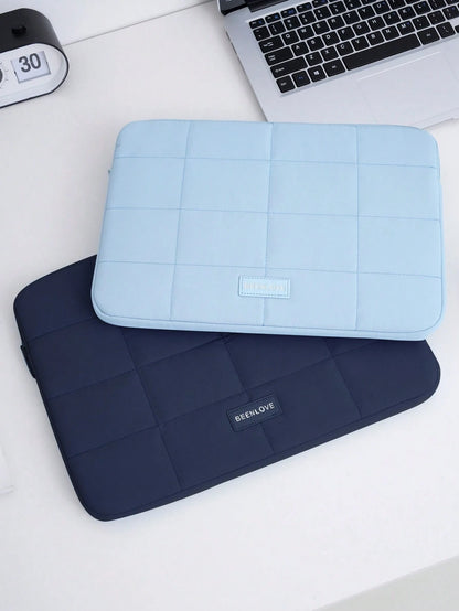 1pc Quilted 14/15.6 Inch Laptop Sleeve For Women, Simple Macaron Color Laptop Bag With Grid, Lightweight Inner Bag For Tablets, Shock-Resistant & Wear-Resistant, Suitable For School, Work, Birthday &