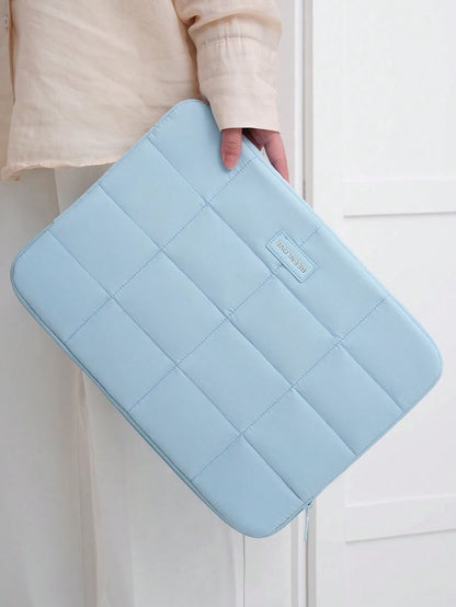 1pc Quilted 14/15.6 Inch Laptop Sleeve For Women, Simple Macaron Color Laptop Bag With Grid, Lightweight Inner Bag For Tablets, Shock-Resistant & Wear-Resistant, Suitable For School, Work, Birthday &