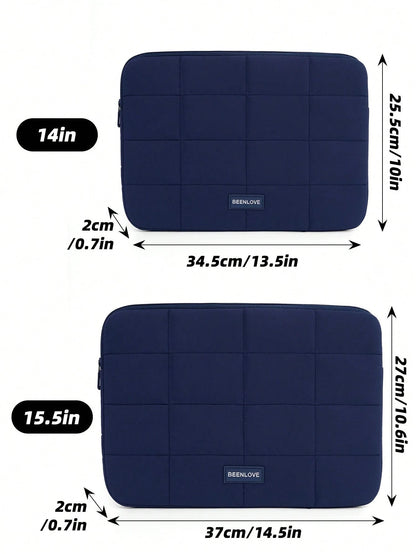 1pc Quilted 14/15.6 Inch Laptop Sleeve For Women, Simple Macaron Color Laptop Bag With Grid, Lightweight Inner Bag For Tablets, Shock-Resistant & Wear-Resistant, Suitable For School, Work, Birthday &