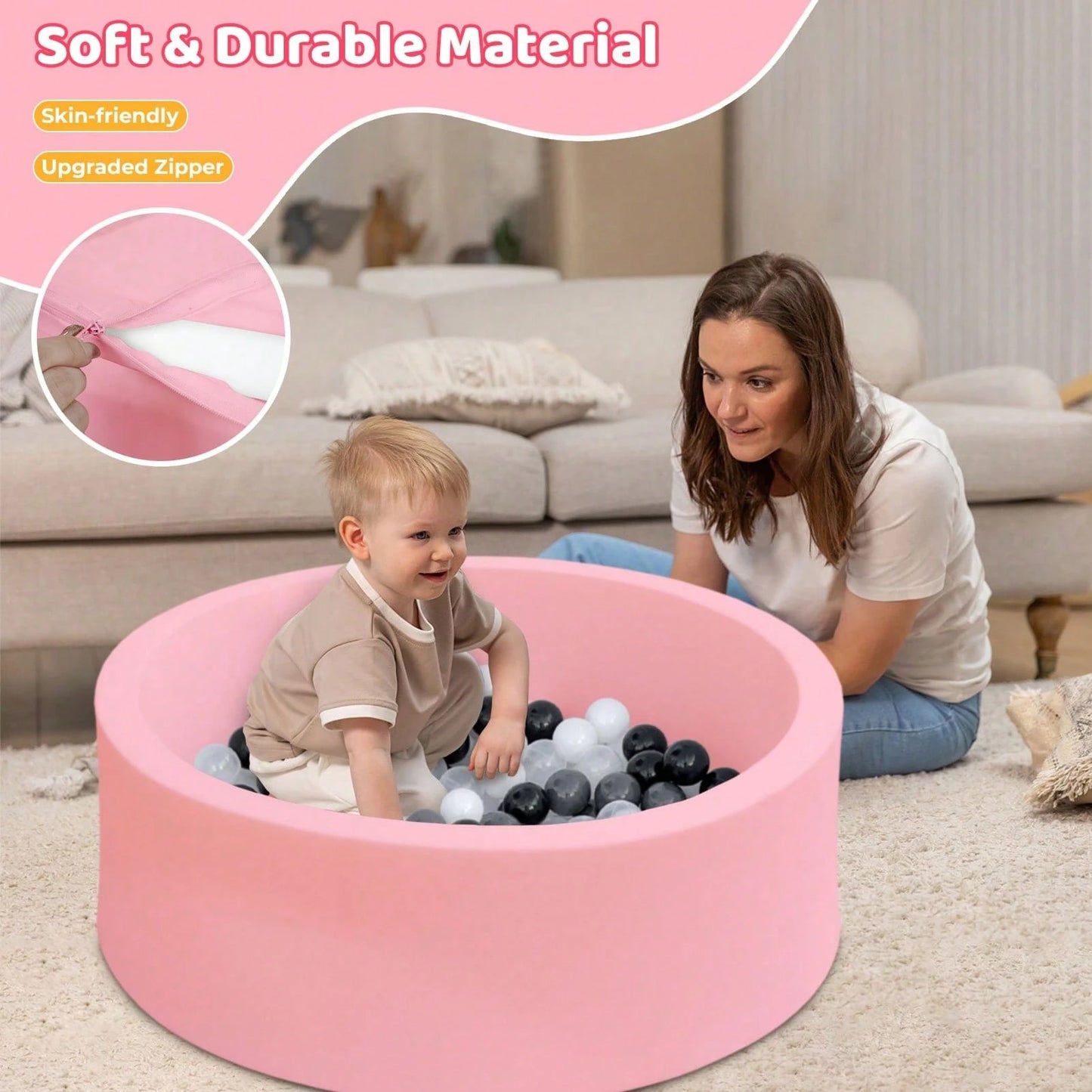 1pc Round Comfortable Memory Foam Ball Pit (35.4-Inch Diameter, Balls Not Included) – Suitable For Indoor/Outdoor Play, Toddlers, And Pets.