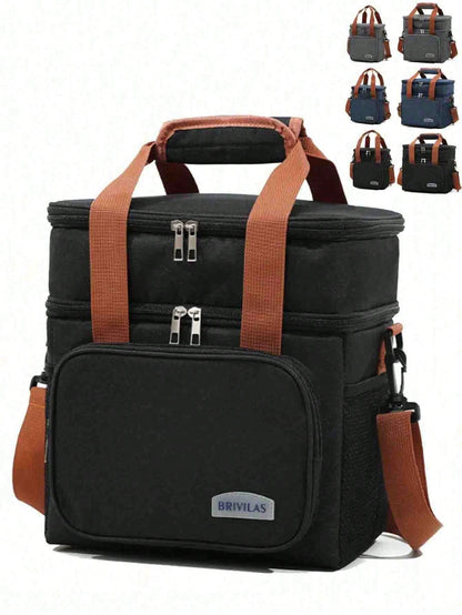 1pc S/M Double Layer Lunch Bag, Women's Insulated Lunch Box, Reusable Adult Lunch Tote Bag, Suitable For Work, Picnic, School Or Travel. Women's Lunch Box Bag, Women's School Supplies Bag, School Acce