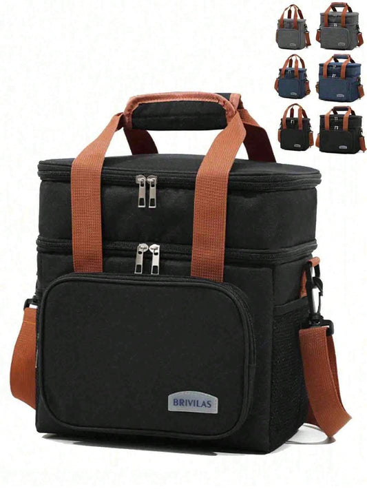 1pc S/M Double Layer Lunch Bag, Women's Insulated Lunch Box, Reusable Adult Lunch Tote Bag, Suitable For Work, Picnic, School Or Travel. Women's Lunch Box Bag, Women's School Supplies Bag, School Acce