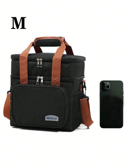 1pc S/M Double Layer Lunch Bag, Women's Insulated Lunch Box, Reusable Adult Lunch Tote Bag, Suitable For Work, Picnic, School Or Travel. Women's Lunch Box Bag, Women's School Supplies Bag, School Acce