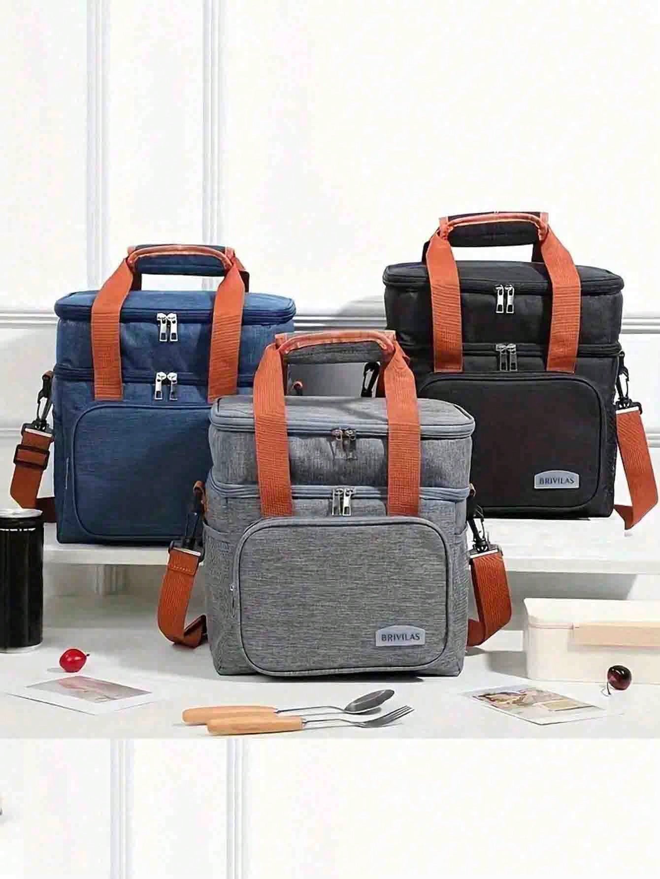 1pc S/M Double Layer Lunch Bag, Women's Insulated Lunch Box, Reusable Adult Lunch Tote Bag, Suitable For Work, Picnic, School Or Travel. Women's Lunch Box Bag, Women's School Supplies Bag, School Acce