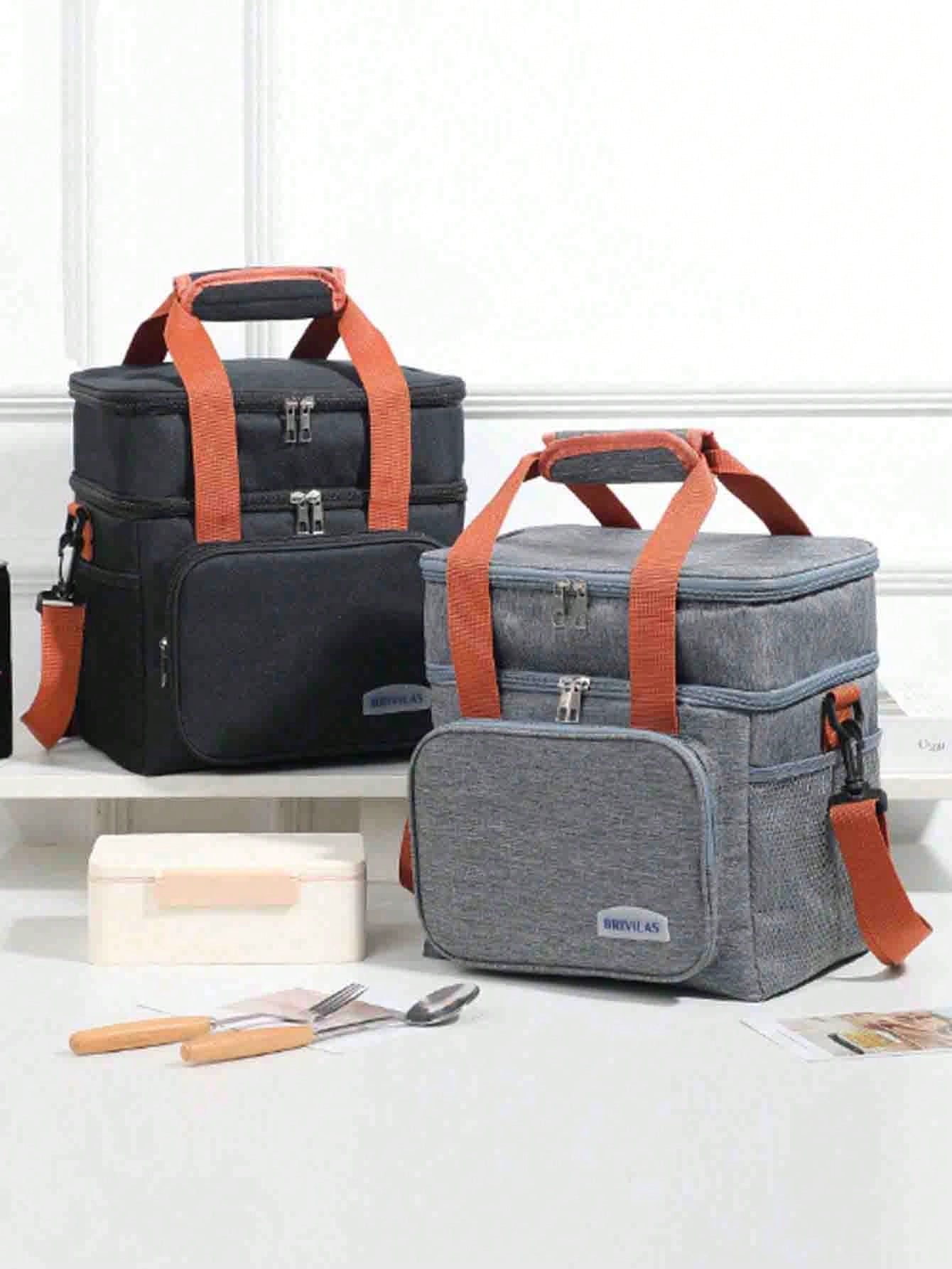 1pc S/M Double Layer Lunch Bag, Women's Insulated Lunch Box, Reusable Adult Lunch Tote Bag, Suitable For Work, Picnic, School Or Travel. Women's Lunch Box Bag, Women's School Supplies Bag, School Acce
