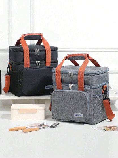 1pc S/M Double Layer Lunch Bag, Women's Insulated Lunch Box, Reusable Adult Lunch Tote Bag, Suitable For Work, Picnic, School Or Travel. Women's Lunch Box Bag, Women's School Supplies Bag, School Acce
