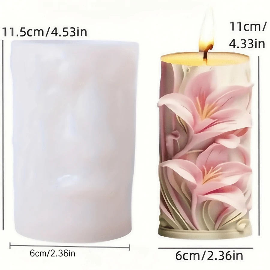 1pc Silicone Lily Flower Mold, Suitable For Candle, Soap, Gypsum, Resin Etc.- Flexible, Reusable, Non-Stick, DIY Elegant Lily Flower Silicone Mold Set- DIY Candle/Soap Making Kit, Christmas/Birthday