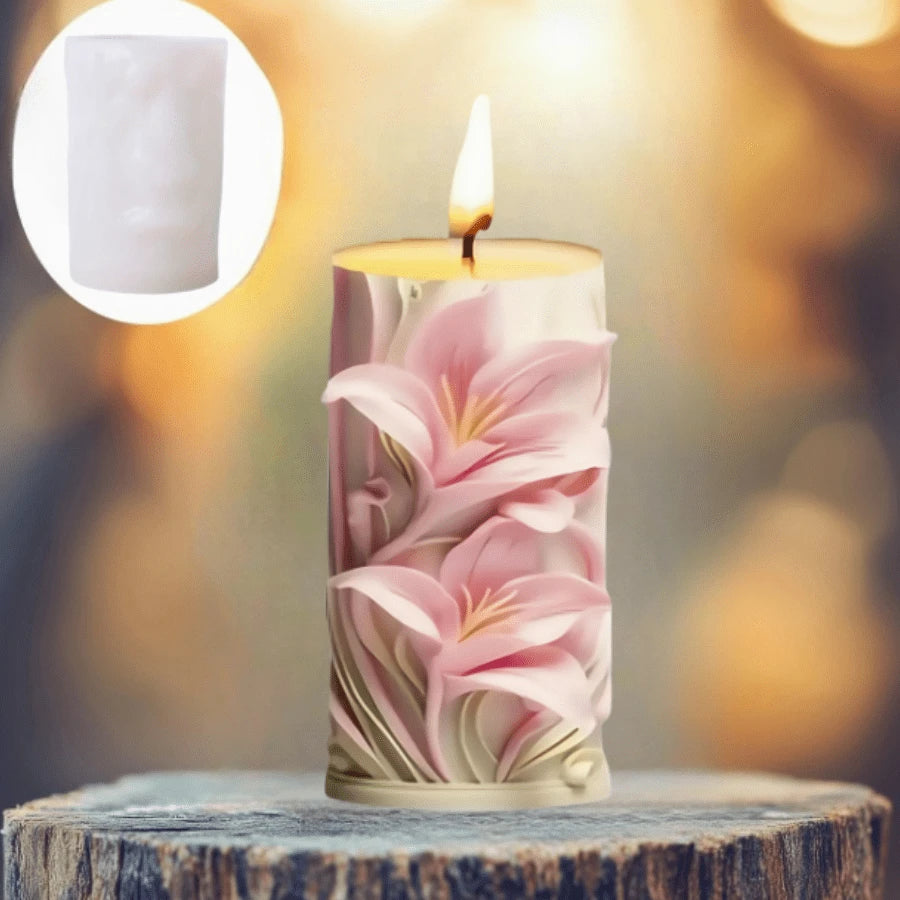 1pc Silicone Lily Flower Mold, Suitable For Candle, Soap, Gypsum, Resin Etc.- Flexible, Reusable, Non-Stick, DIY Elegant Lily Flower Silicone Mold Set- DIY Candle/Soap Making Kit, Christmas/Birthday