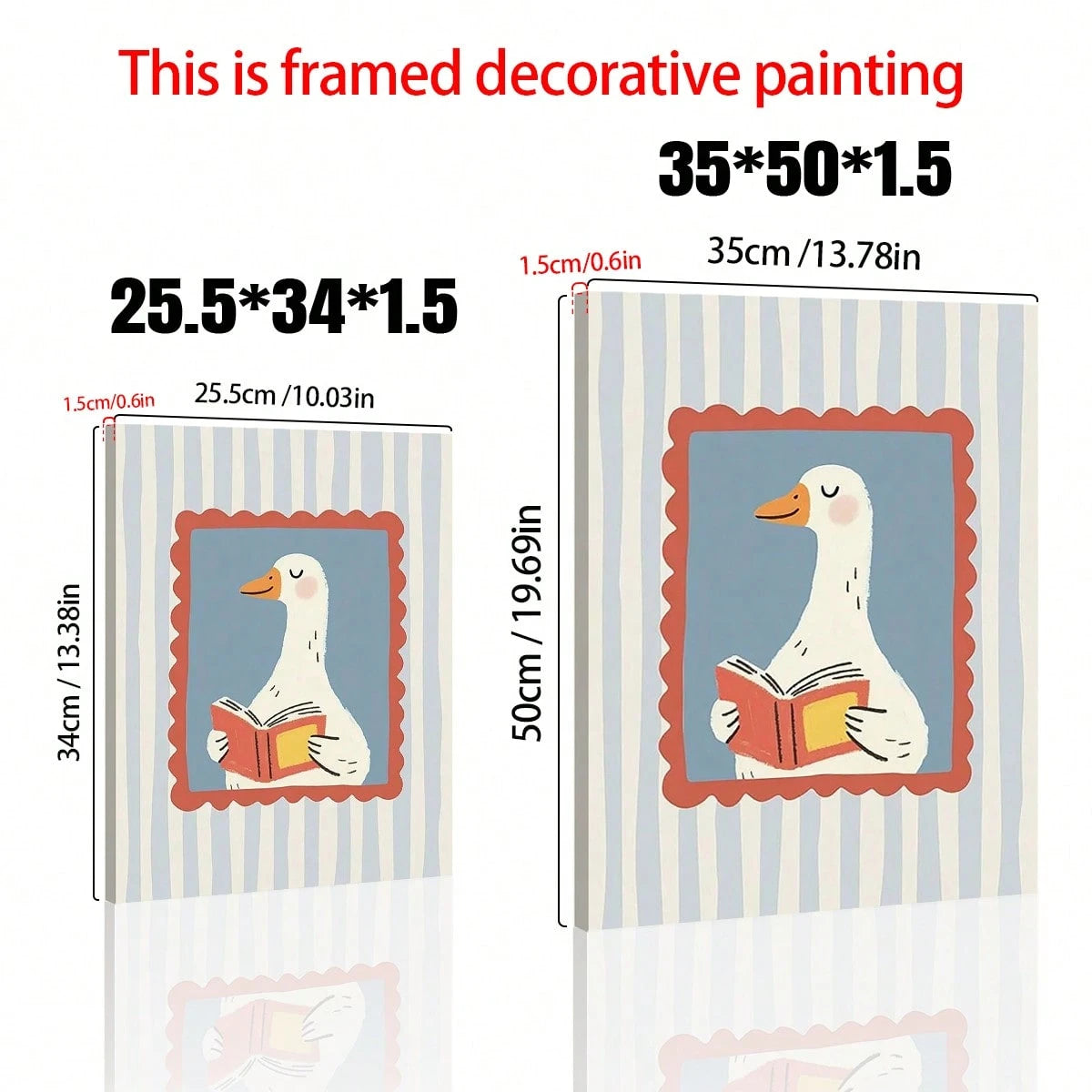 1pc Silly Goose Reading Book Nursery Canvas Wall Art,Baby Room Decoration, Poster Blue Cute Funny Animal Boho Wall Art Print Minimalist Kids Posters For Room, Nursery Decor, Room Decor Painting For Pl