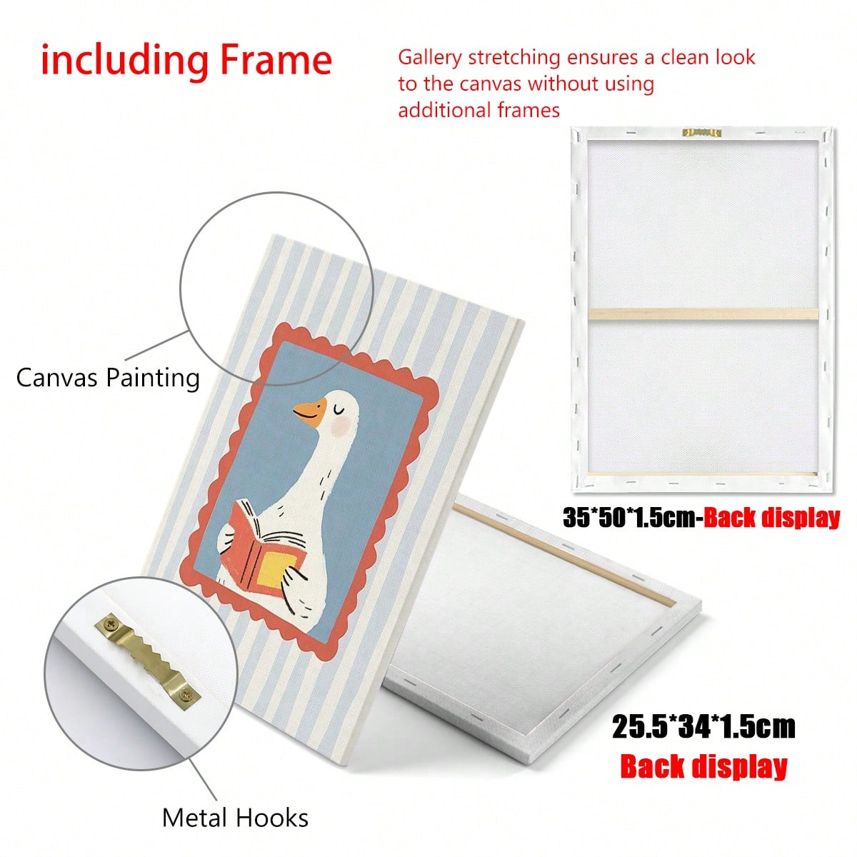 1pc Silly Goose Reading Book Nursery Canvas Wall Art,Baby Room Decoration, Poster Blue Cute Funny Animal Boho Wall Art Print Minimalist Kids Posters For Room, Nursery Decor, Room Decor Painting For Pl