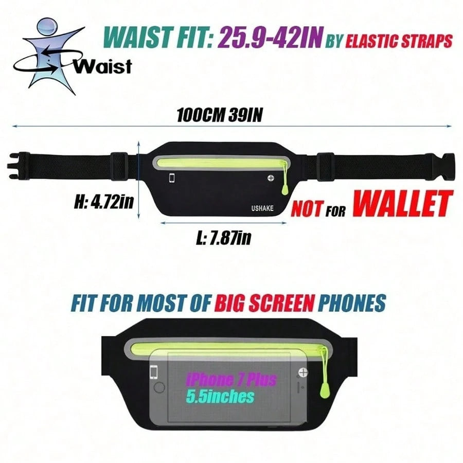 1pc Slim Running Belt, Ultra Light Bounce-Free Waist Pouch, Unisex Fitness Workout Waist Pack, Sports Waist Bag For Running, Gym, Marathon, Cycling, Bounce Free Waist PouchUltra Light Running BeltFitn
