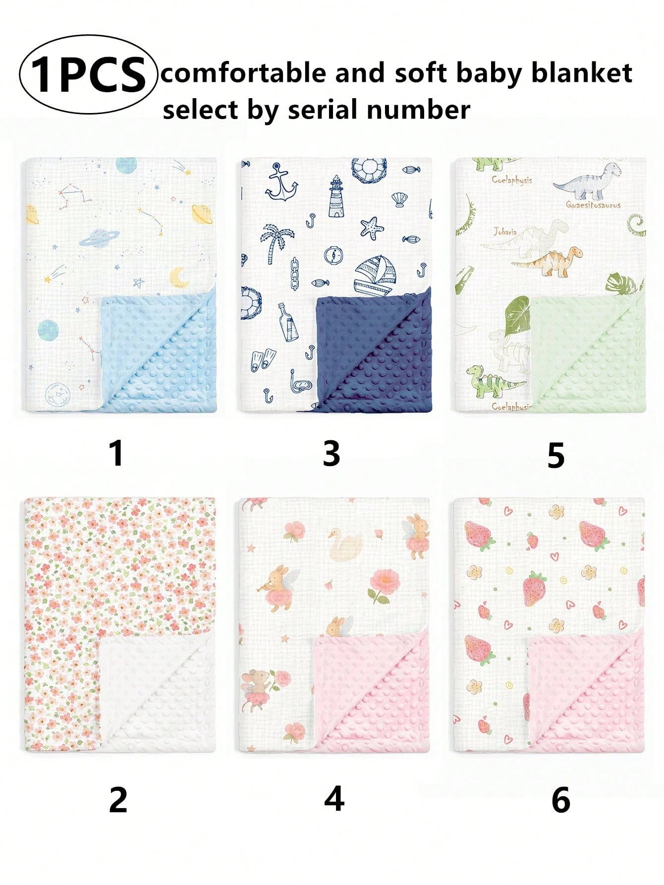 1pc Soft & Comfortable Baby Blanket, Newborn Pure Cotton Gauze Dotted Fleece Swaddle Wrap, Cartoon Printed Small Blanket For Boys And Girls