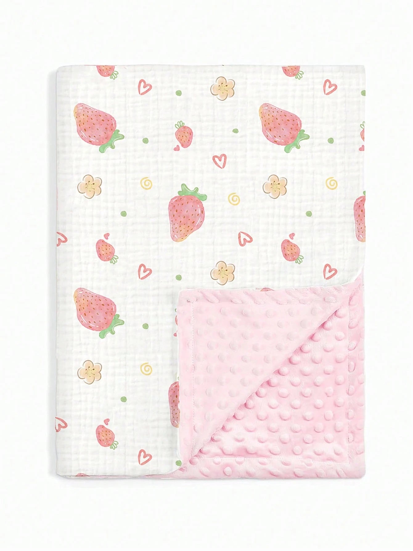 1pc Soft & Comfortable Baby Blanket, Newborn Pure Cotton Gauze Dotted Fleece Swaddle Wrap, Cartoon Printed Small Blanket For Boys And Girls