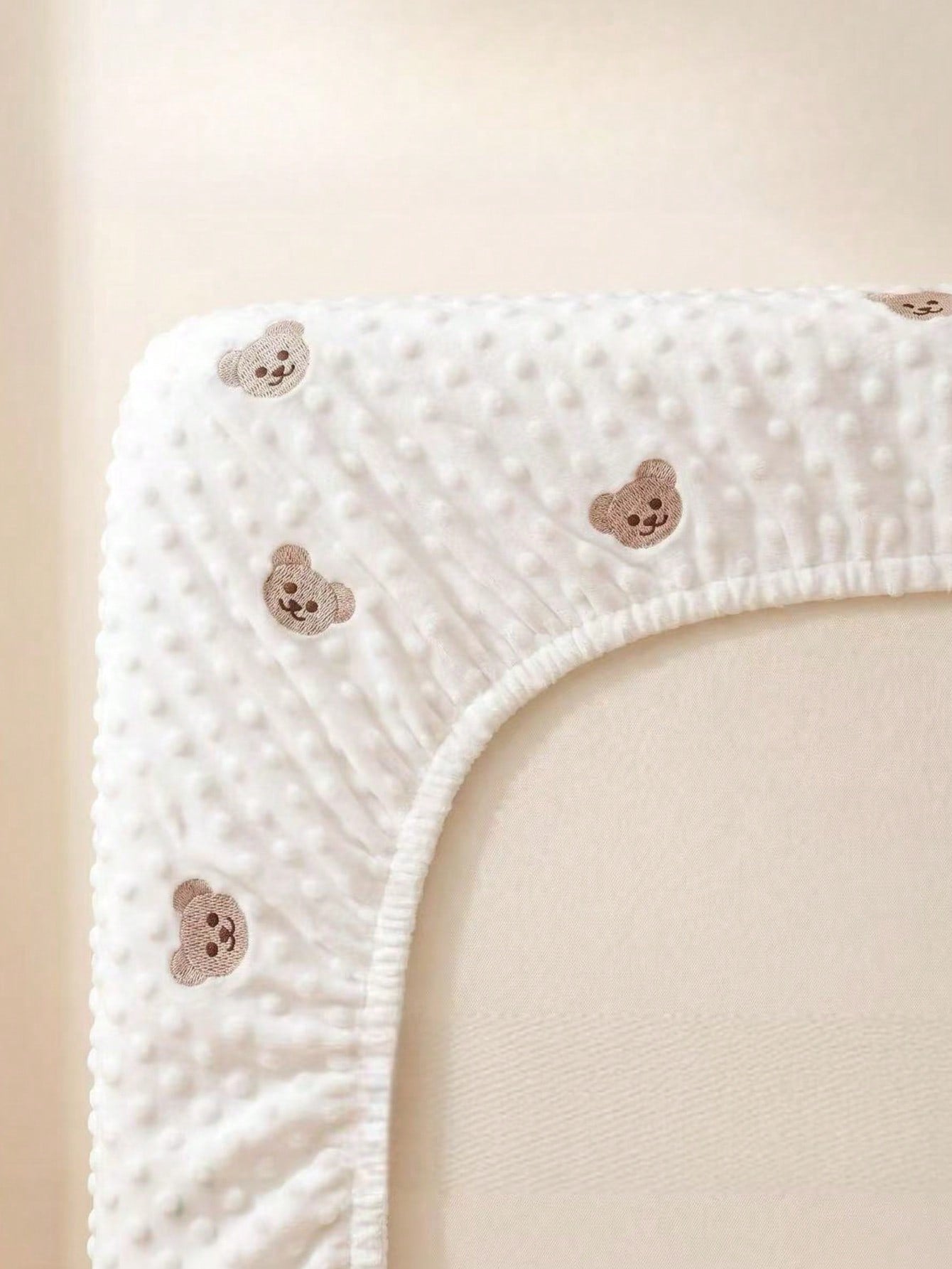 1pc Soft & Comfortable Bear Plush Crib Fitted Sheet, Suitable For All Seasons