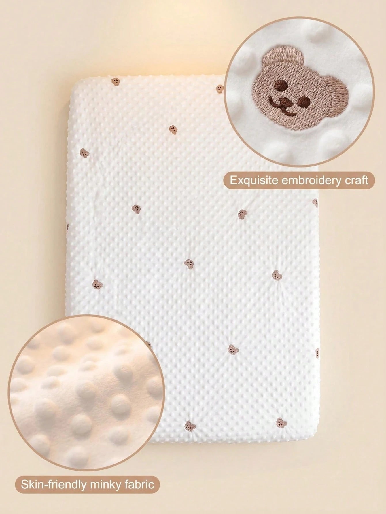 1pc Soft & Comfortable Bear Plush Crib Fitted Sheet, Suitable For All Seasons