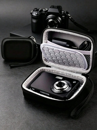 1pc Solid Color Camera Bag, Hard Shell EVA Digital Camera Waterproof Storage Box With Lanyard Shockproof Travel Bag (Compatible With Sony/)- 4.7 X 3.5 Inch Camera Protective Accessory