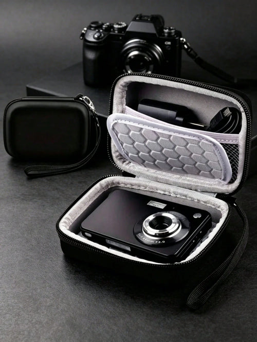 1pc Solid Color Camera Bag, Hard Shell EVA Digital Camera Waterproof Storage Box With Lanyard Shockproof Travel Bag (Compatible With Sony/)- 4.7 X 3.5 Inch Camera Protective Accessory