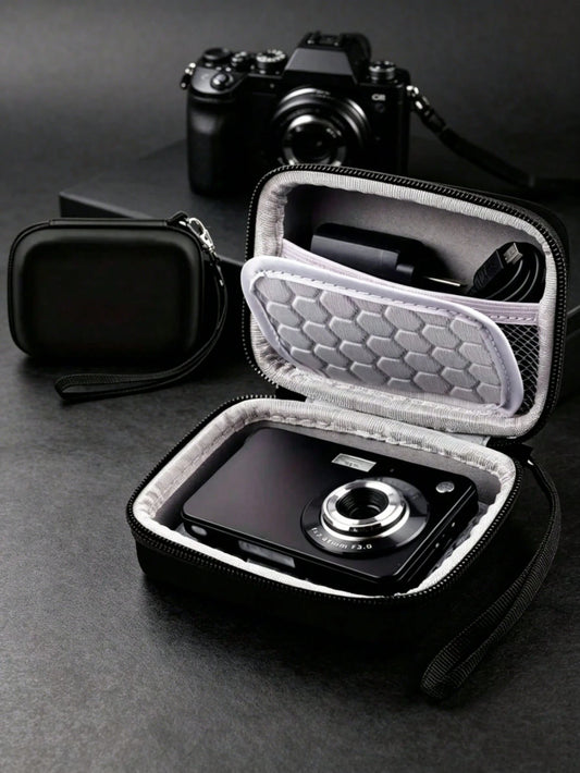 1pc Solid Color Camera Bag, Hard Shell EVA Digital Camera Waterproof Storage Box With Lanyard Shockproof Travel Bag (Compatible With Sony/)- 4.7 X 3.5 Inch Camera Protective Accessory