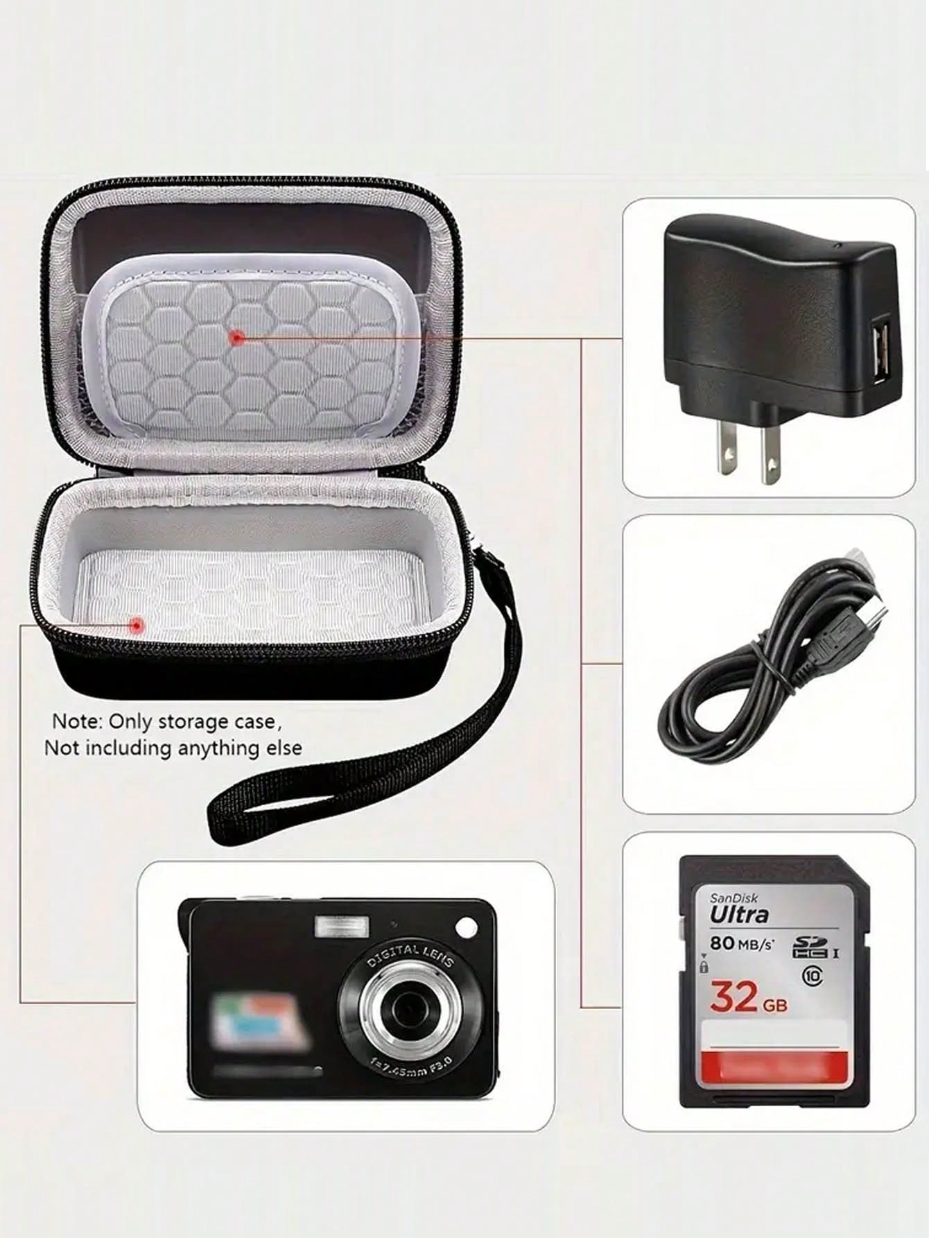 1pc Solid Color Camera Bag, Hard Shell EVA Digital Camera Waterproof Storage Box With Lanyard Shockproof Travel Bag (Compatible With Sony/)- 4.7 X 3.5 Inch Camera Protective Accessory