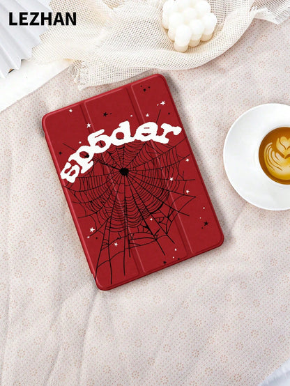 1pc Spider Web Leopard Print Letter Star Pattern Fashionable Flat Protective Case, Compatible With IPad 10.2 Inch, IPad Pro 11 2021/2020/10th Gen, IPad Mini 4/5/6, Galaxy Tab A8 10.5 Inch 2022, Matepa