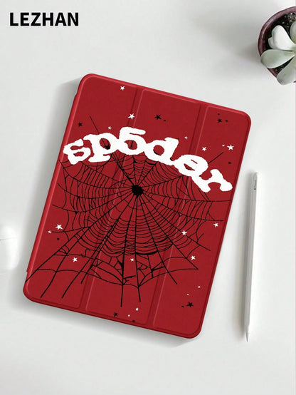 1pc Spider Web Leopard Print Letter Star Pattern Fashionable Flat Protective Case, Compatible With IPad 10.2 Inch, IPad Pro 11 2021/2020/10th Gen, IPad Mini 4/5/6, Galaxy Tab A8 10.5 Inch 2022, Matepa