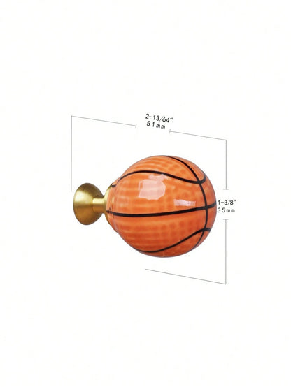 1pc Sports Ball Ceramic Cabinet Handle, Single Hole Drawer Pull, Football Basketball Baseball Rugby Shaped Wardrobe Cabinet Door Knob, Children's Room Furniture Hardware