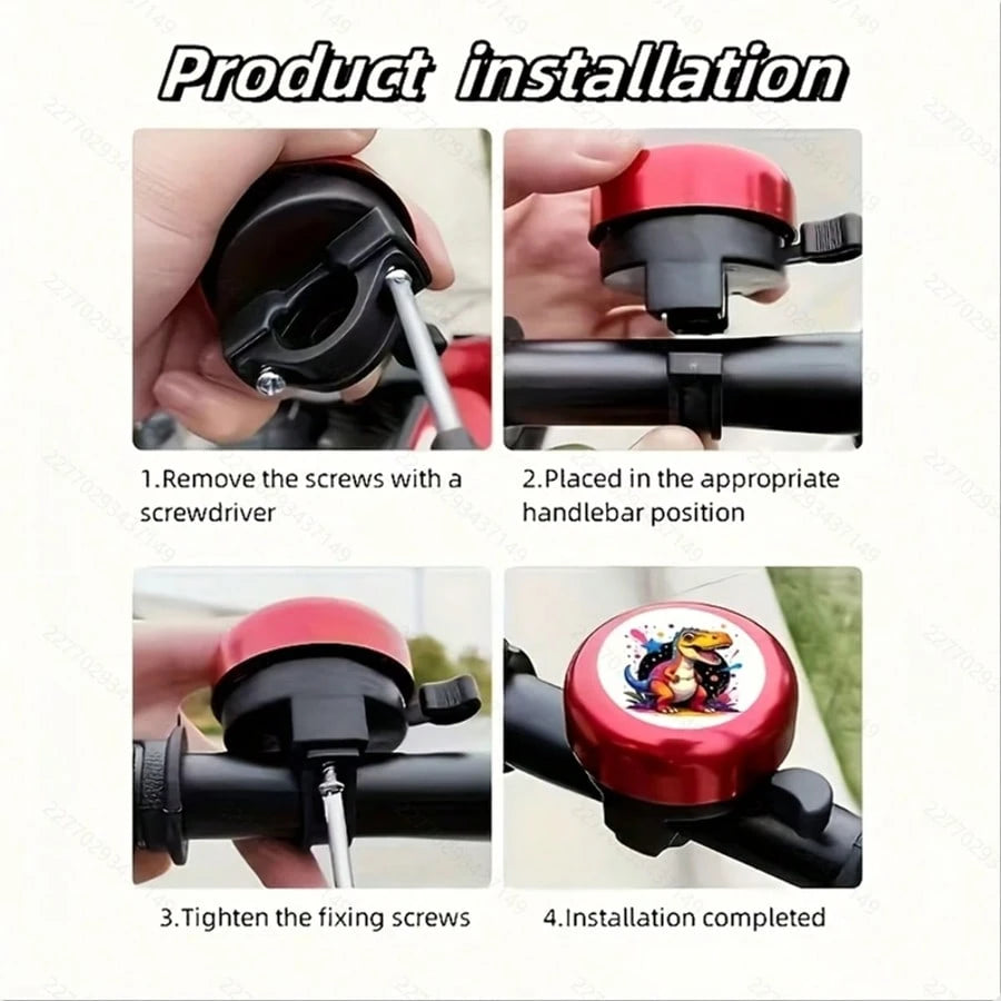 1pc Stylish Dinosaur Pattern Bicycle Bell, Suitable For Bicycle, Skateboard And Balance Bike, Outdoor Recreation, Modern Design, Vibrant Color, Skateboard Bell, Lightweight Bell, High-Quality Bell, S