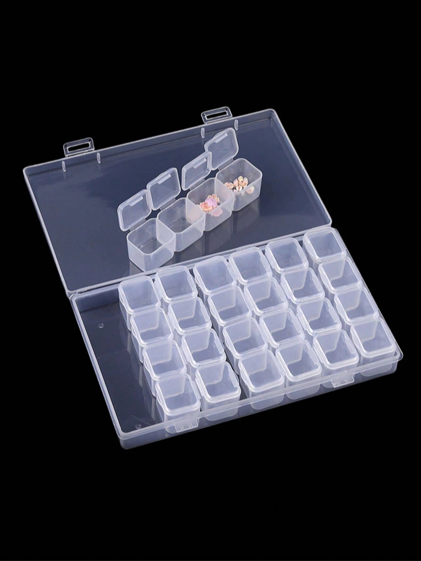 1pc Transparent Storage Box, 28 Grids DIY Diamond Painting Box, Jewelry Storage Box, Plastic False Nail Storage Box, Rhinestone Bead Storage Box, Manicure Supplies, Manicure Tools, Manicure Art Tools