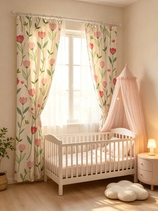 1pc Tulip Shaped Curtain, Hook Design Easy To Install, Privacy Protection, Beautiful And Durable, Suitable For Baby Baptism Decoration, Children's Room Decoration, Room Decoration