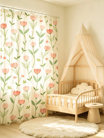 1pc Tulip Shaped Curtain, Hook Design Easy To Install, Privacy Protection, Beautiful And Durable, Suitable For Baby Baptism Decoration, Children's Room Decoration, Room Decoration