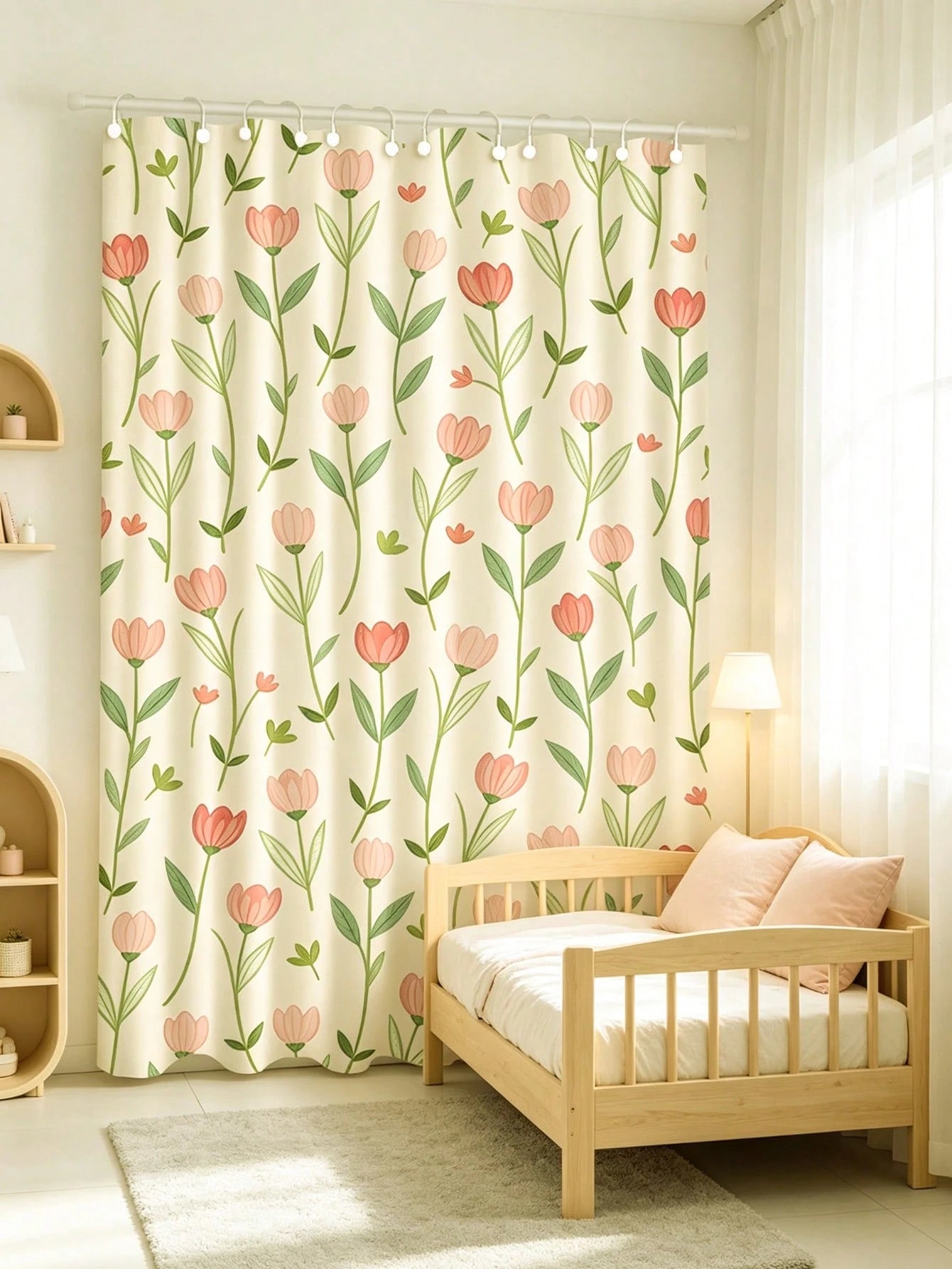1pc Tulip Shaped Curtain, Hook Design Easy To Install, Privacy Protection, Beautiful And Durable, Suitable For Baby Baptism Decoration, Children's Room Decoration, Room Decoration