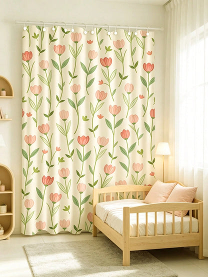 1pc Tulip Shaped Curtain, Hook Design Easy To Install, Privacy Protection, Beautiful And Durable, Suitable For Baby Baptism Decoration, Children's Room Decoration, Room Decoration