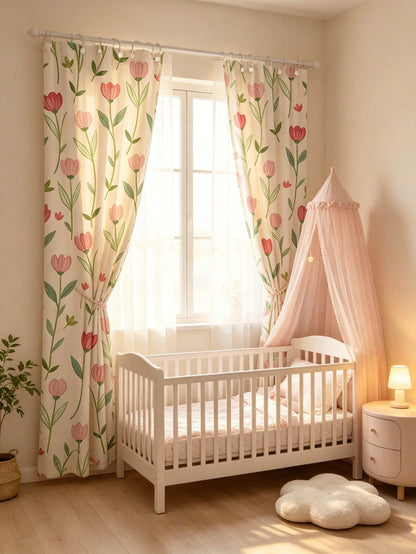 1pc Tulip Shaped Curtain, Hook Design Easy To Install, Privacy Protection, Beautiful And Durable, Suitable For Baby Baptism Decoration, Children's Room Decoration, Room Decoration