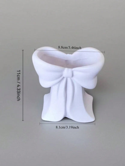 1pc Vase Decorated With A Bow, Sturdy And Durable,No Flower,For Baby Party Decoration,Kidsroom Decoration,Baby Gifts